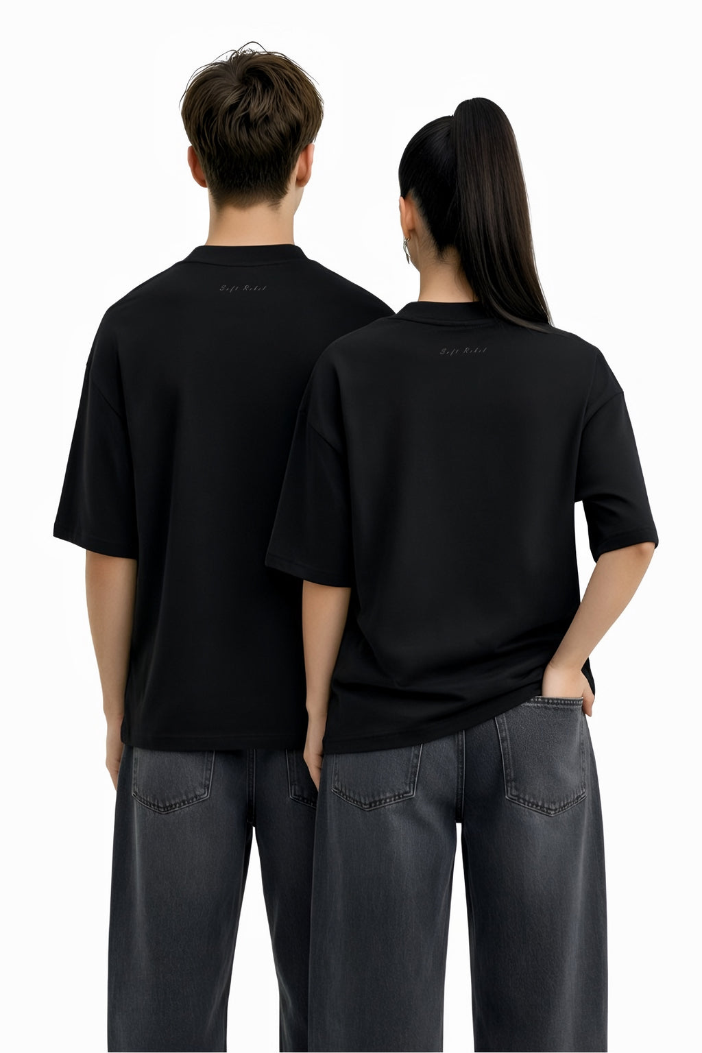 Unisex Organic Oversized High Neck T-shirt - Soft Rebel / "Too Soft To Break" (white / black)