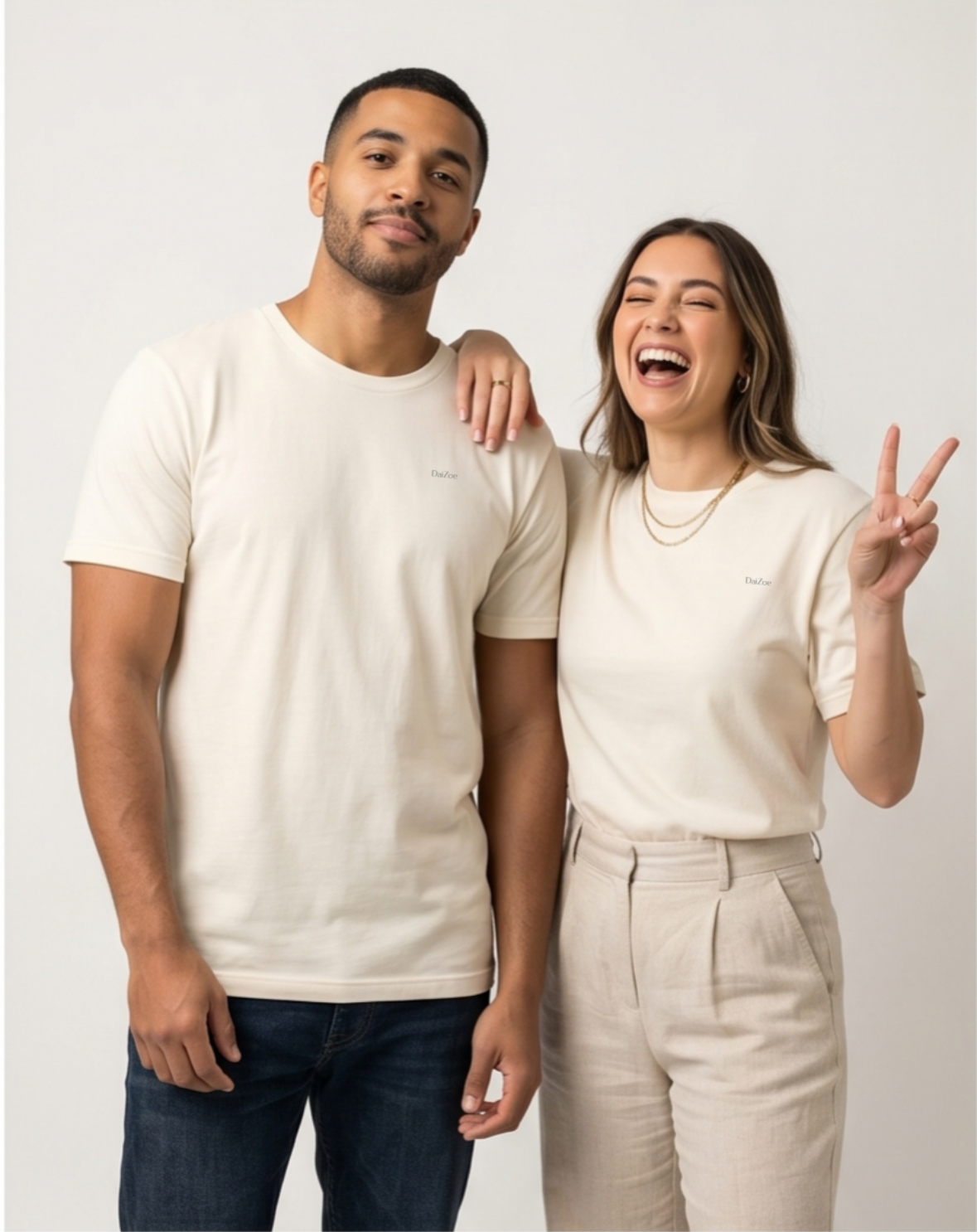 DaiZoe Unisex Pastel T-shirt with Minimalist Embroidery