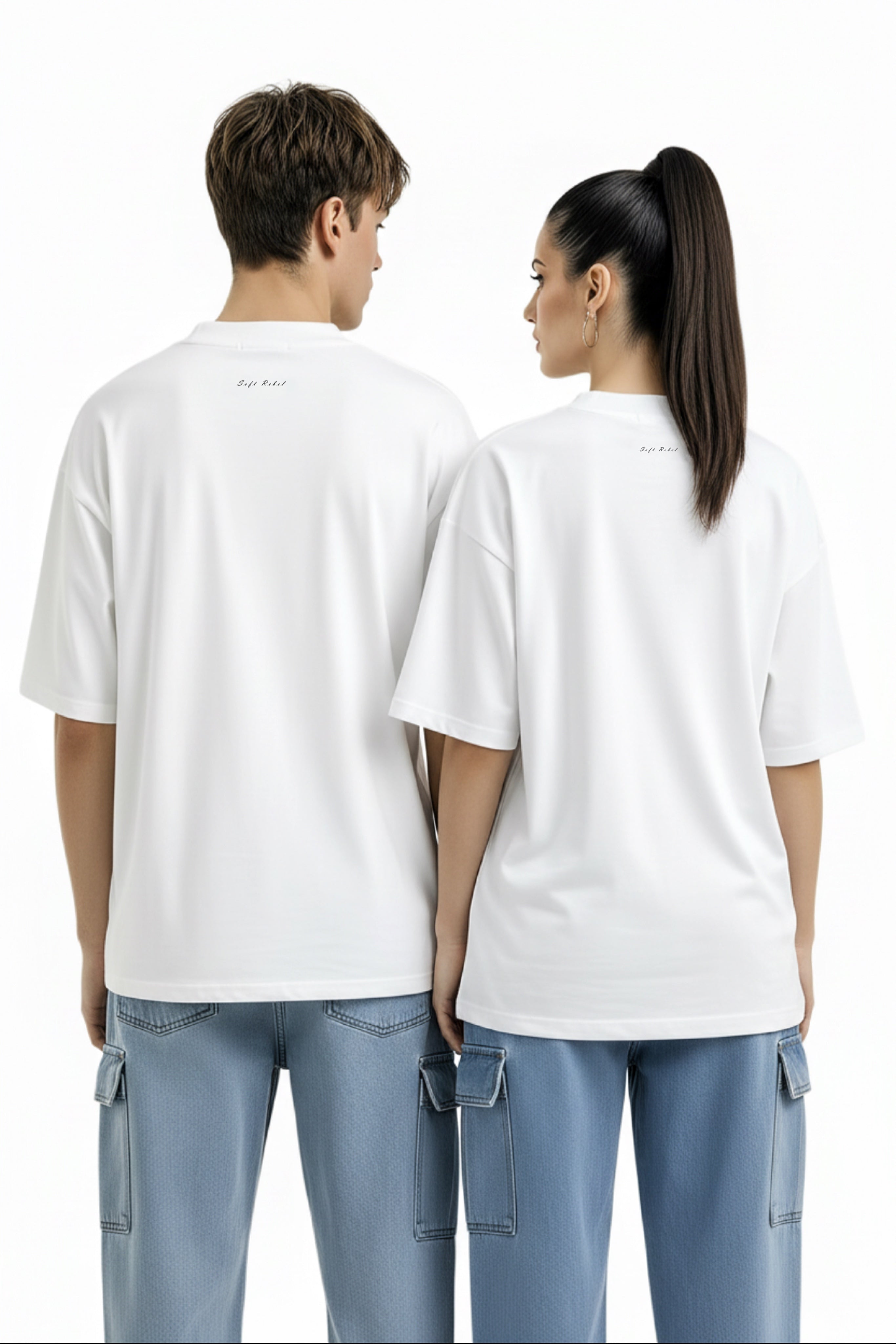 Organic Oversized High Neck T-shirt - Soft Rebel / "Quiet doesn't mean Small" (white / black)