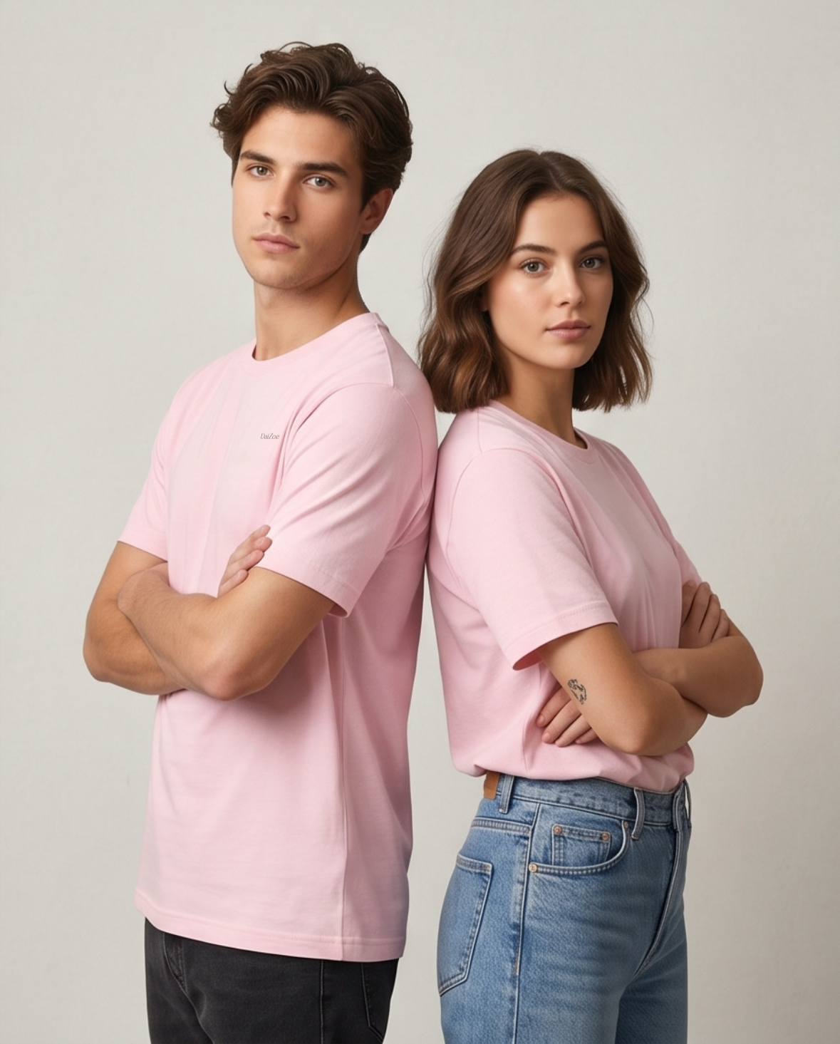 DaiZoe Unisex Pastel T-shirt with Minimalist Embroidery