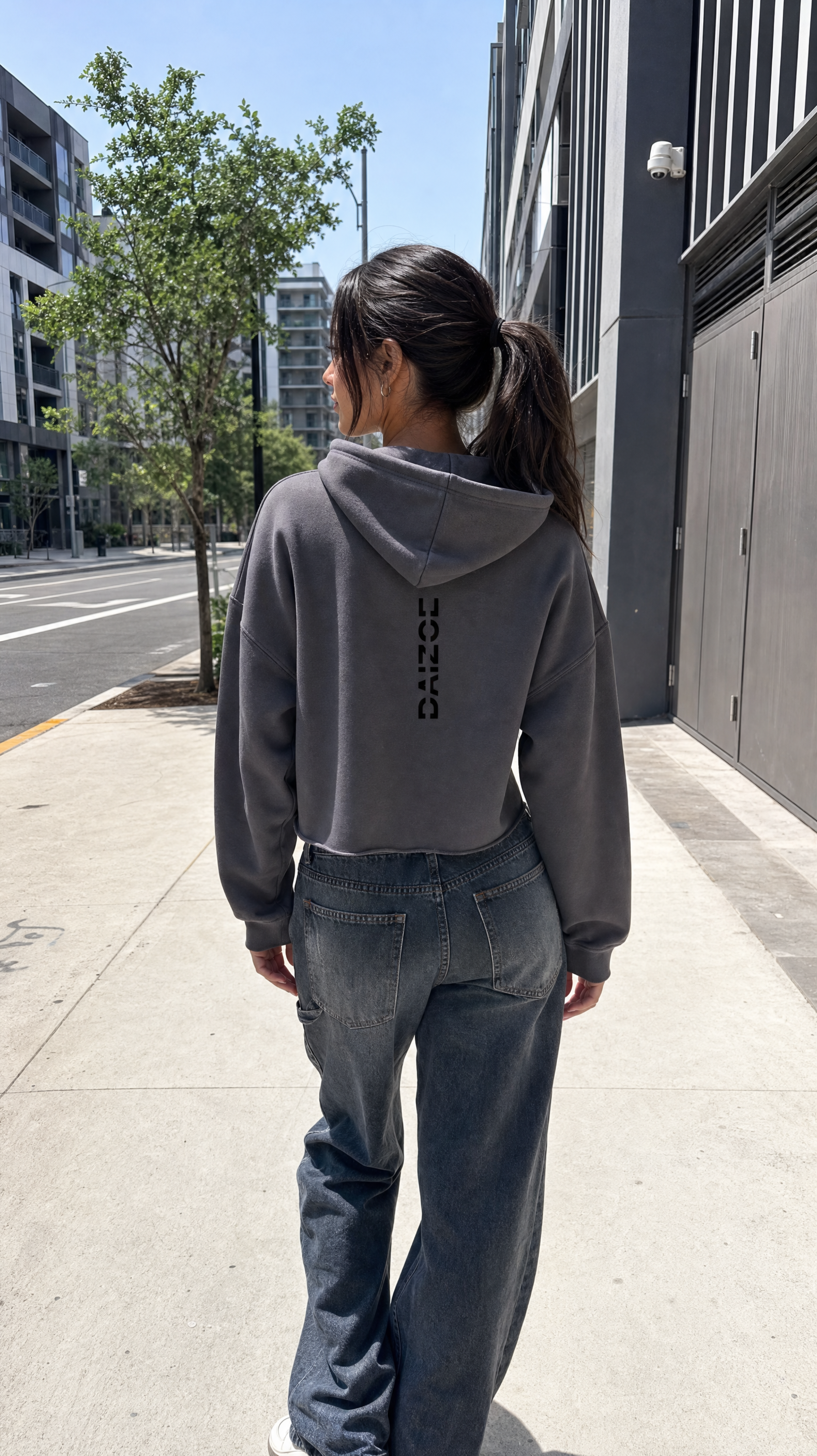 Women's Crop Hoodie - DaiZoe (grey / black)