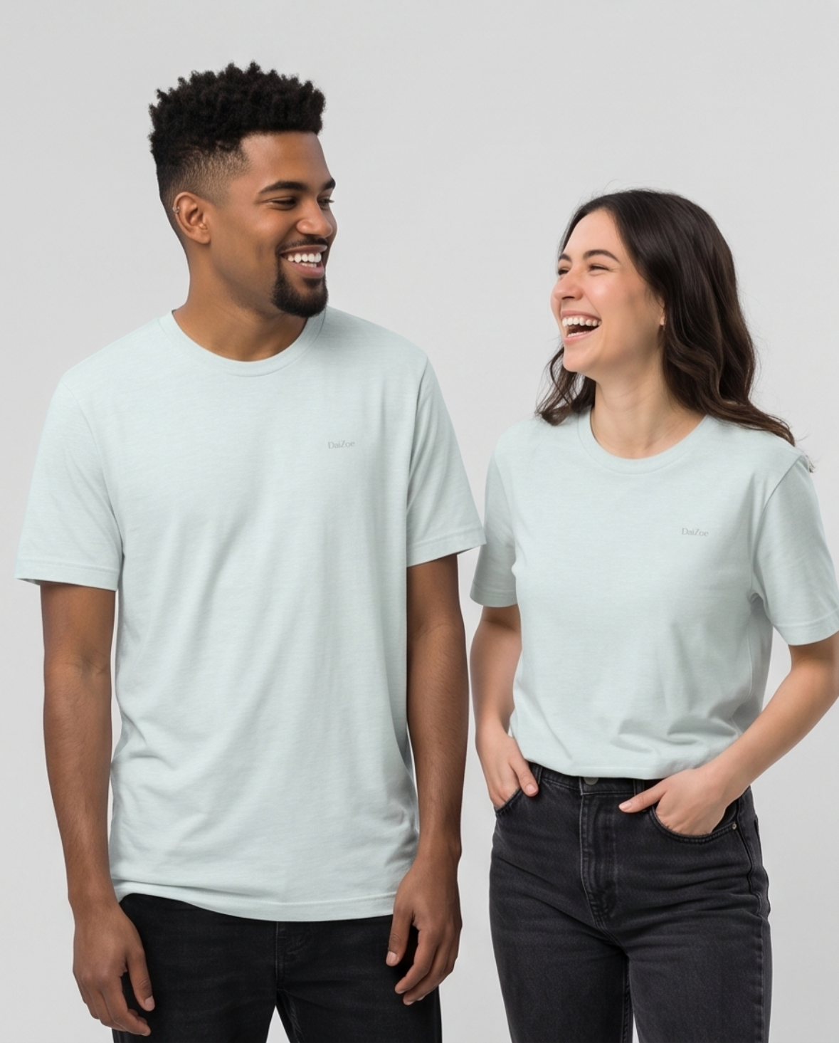 DaiZoe Unisex Pastel T-shirt with Minimalist Embroidery
