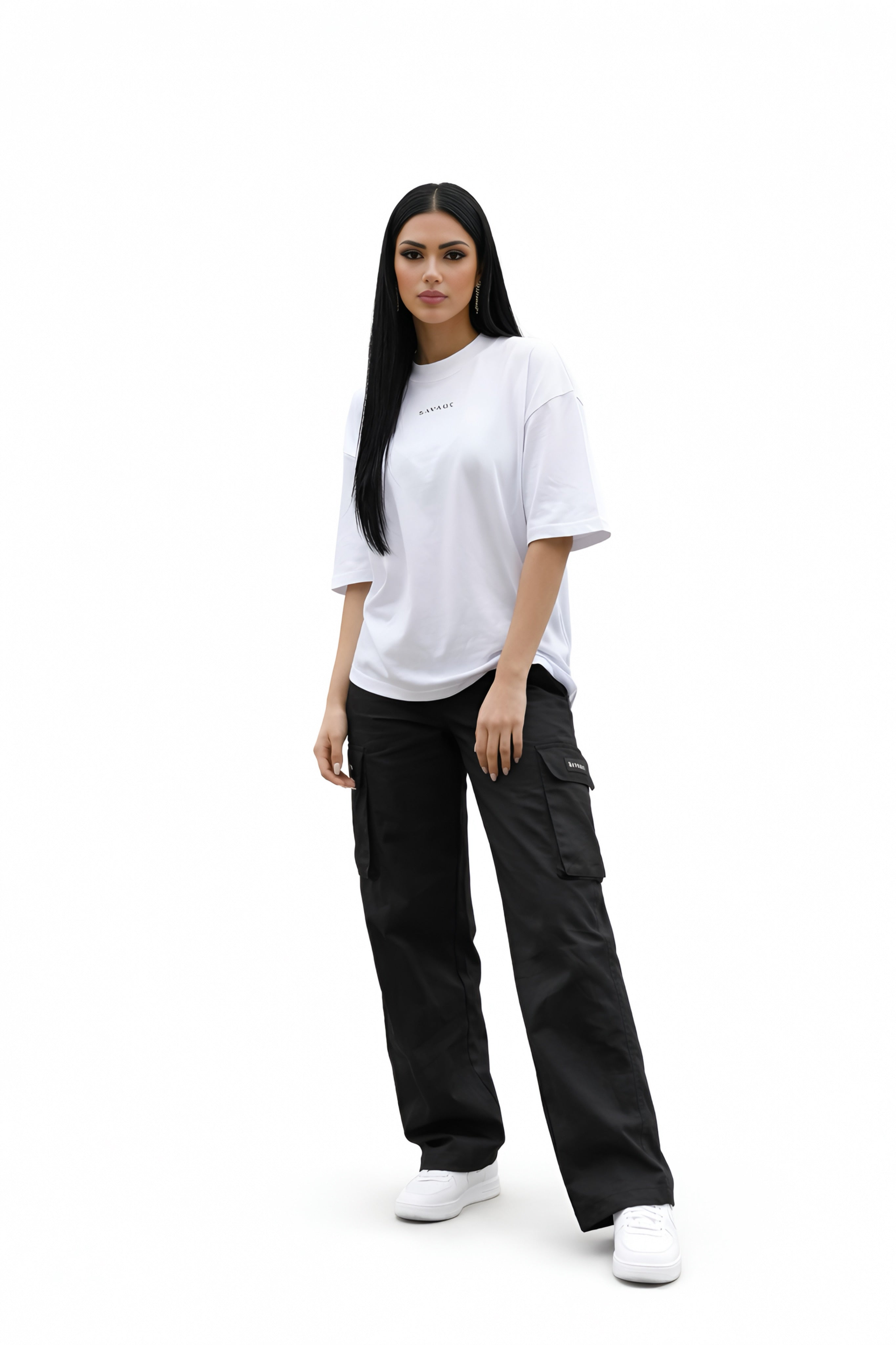 Unisex Organic Oversized High Neck T-shirt  - S A V A G E  (white)