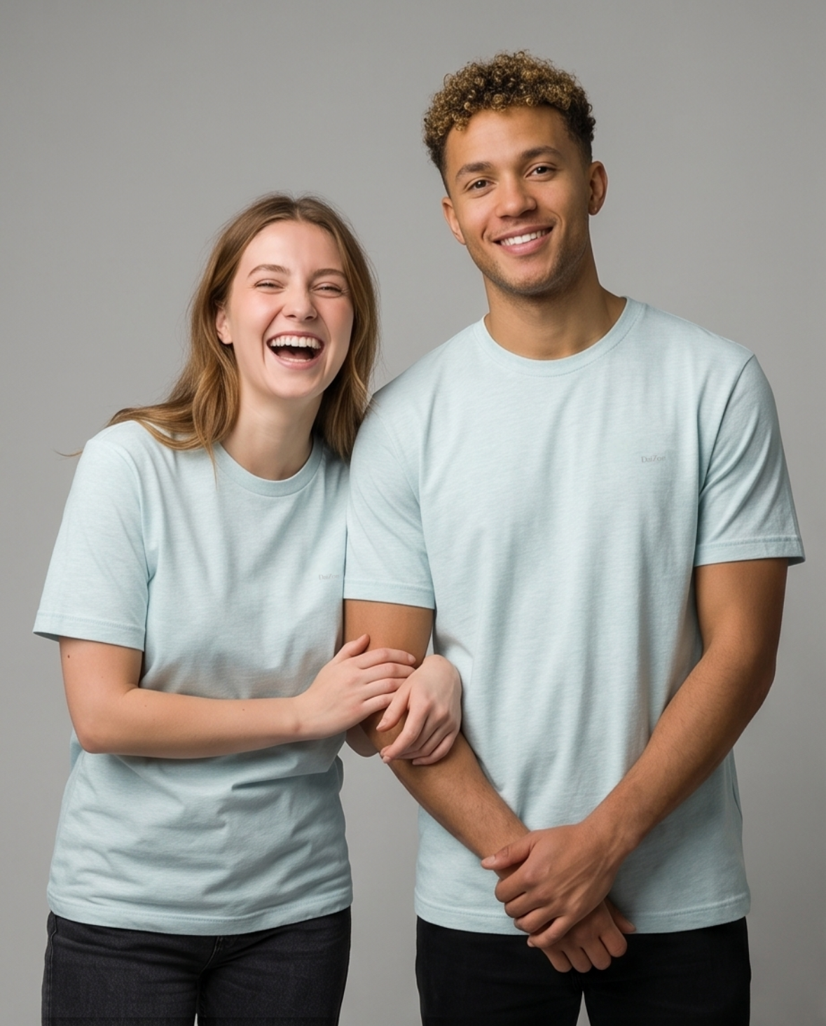 DaiZoe Unisex Pastel T-shirt with Minimalist Embroidery