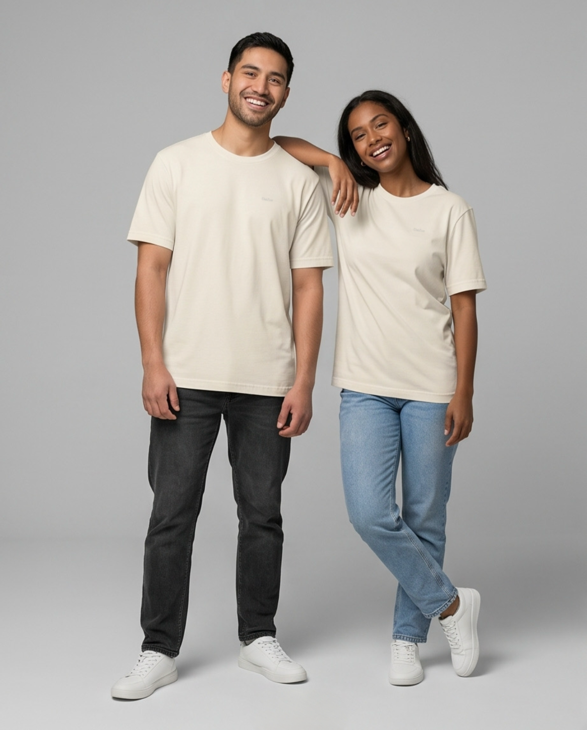 DaiZoe Unisex Pastel T-shirt with Minimalist Embroidery